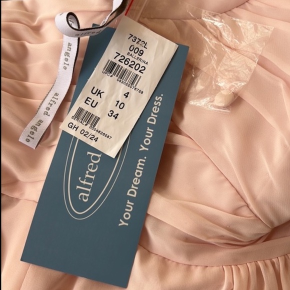 Alfred Angelo Ballerina Pink Style 7372L Draped Empire Long Bridesmaid Dress - Picture 8 of 12